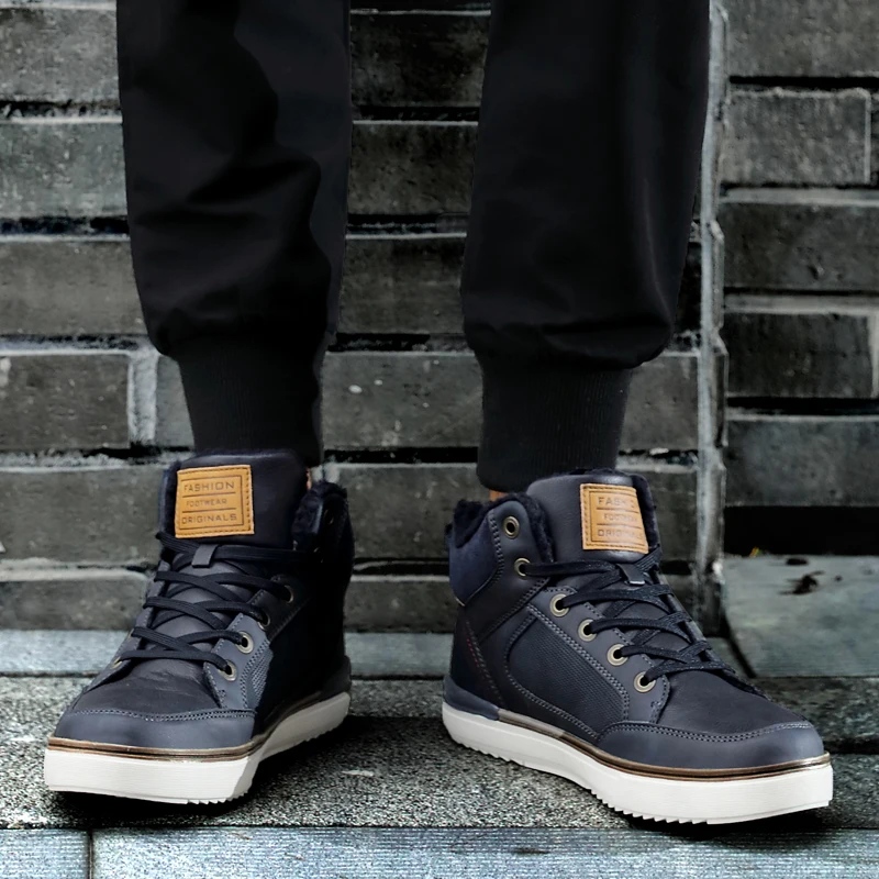 Зимняя обувь мужские ботинки кроссовки на шнуровке Теплая Флисовая зимняя меху