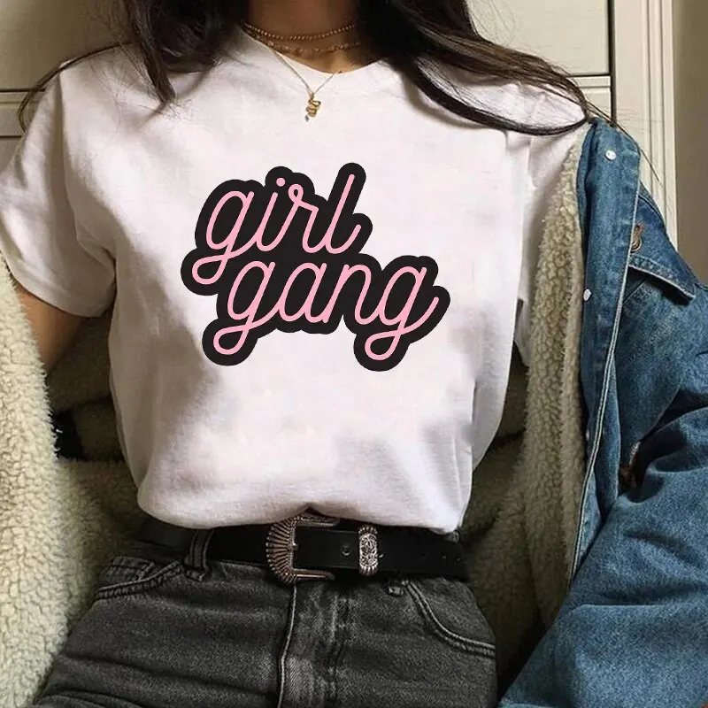 

Женская футболка с надписью Girl Power Gang, топы с принтом, женская футболка 90-х в стиле Харадзюку, винтажные женские футболки с графическим принт...