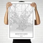 Креативная Карта города Уругвай, Абстрактная Картина на холсте Монтевидео, черно-белая Настенная картина, постер, картина, украшение для дома