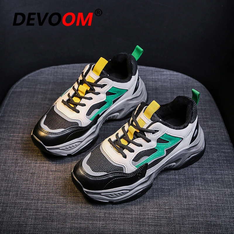 Зимние кроссовки для женщин теплые папы женские уличные меховые пробежек