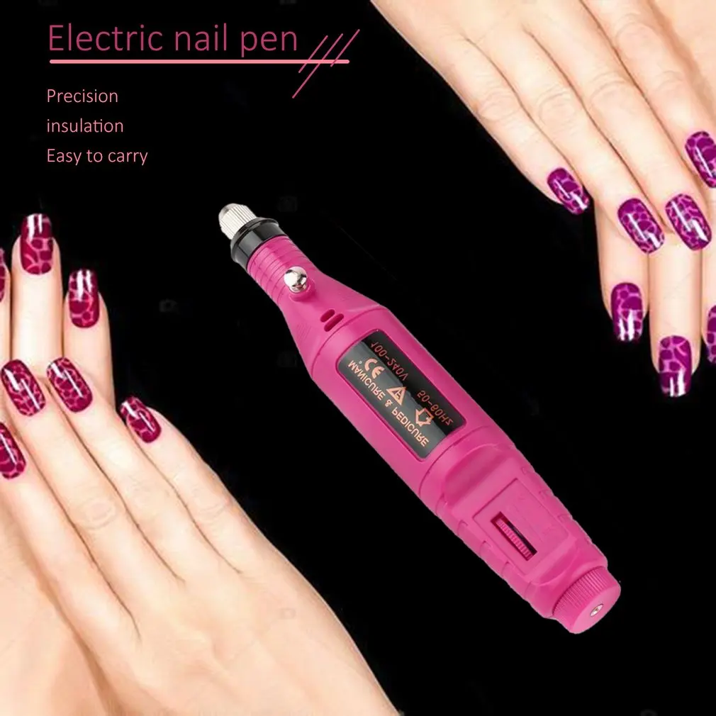 1set Mini Nail Electric Drill Nail Art Power Drill Professional Manicure Pedicure Machine Cuticle Removing Tools EU Plug Adapter