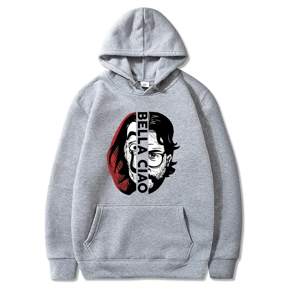 

La Casa De Papel Hoodies Men Unisex Top Cartoon Money Heist Hooded House of Paper Kawaii Anime Cute Bella Ciao Sweatshirt Male