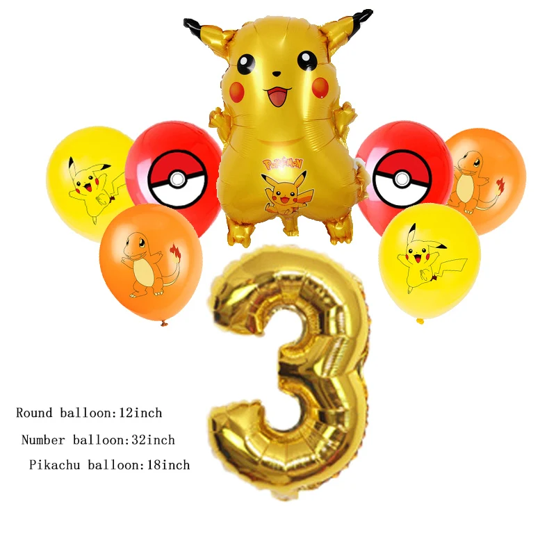 

8Pcs Pokemon Balloon Set Pikachu Children Birthday Party Backdrop Boy Girl Kid Game Party Supplies Latex Balloon Home Decoration