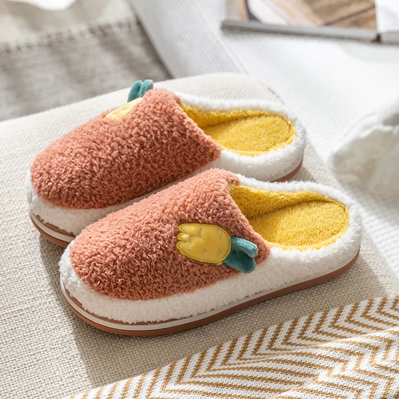 

TZLDN women's winter indoor warm pineapple shoes plush cotton slippers home bedroom household cotton soft soled slippers