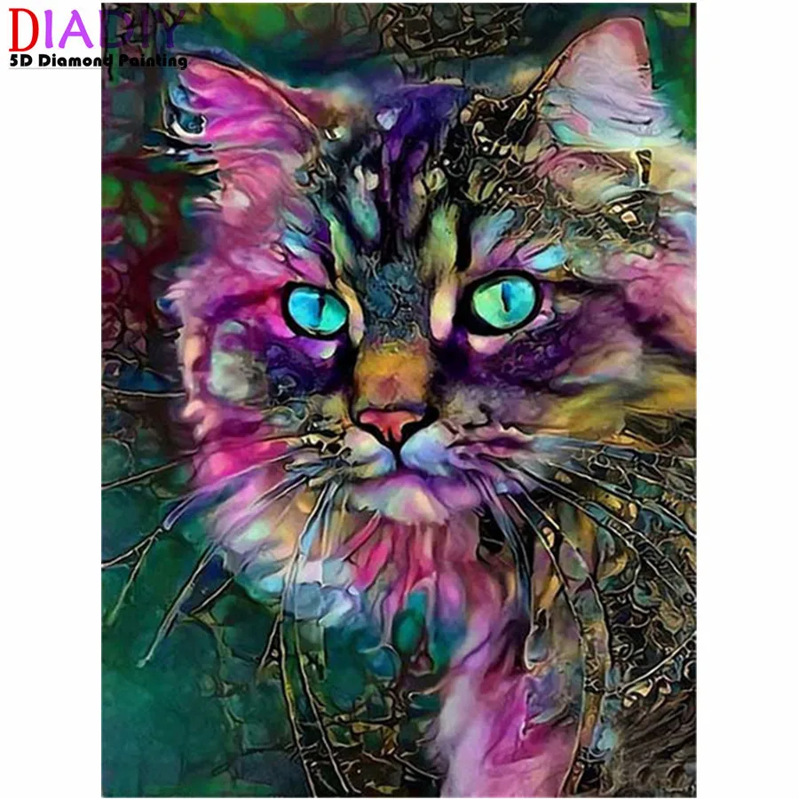 

Алмазная живопись с кошкой, набор для алмазной вышивки 5D «сделай сам» с полными квадратными стразами, алмазная вышивка крестиком с животным...