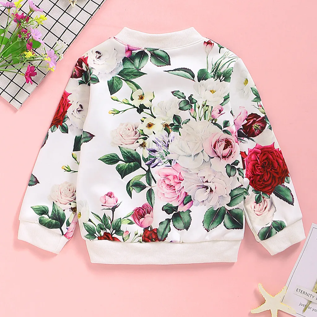 Детская куртка с длинным рукавом на молнии цветочным принтом | одежда и обувь