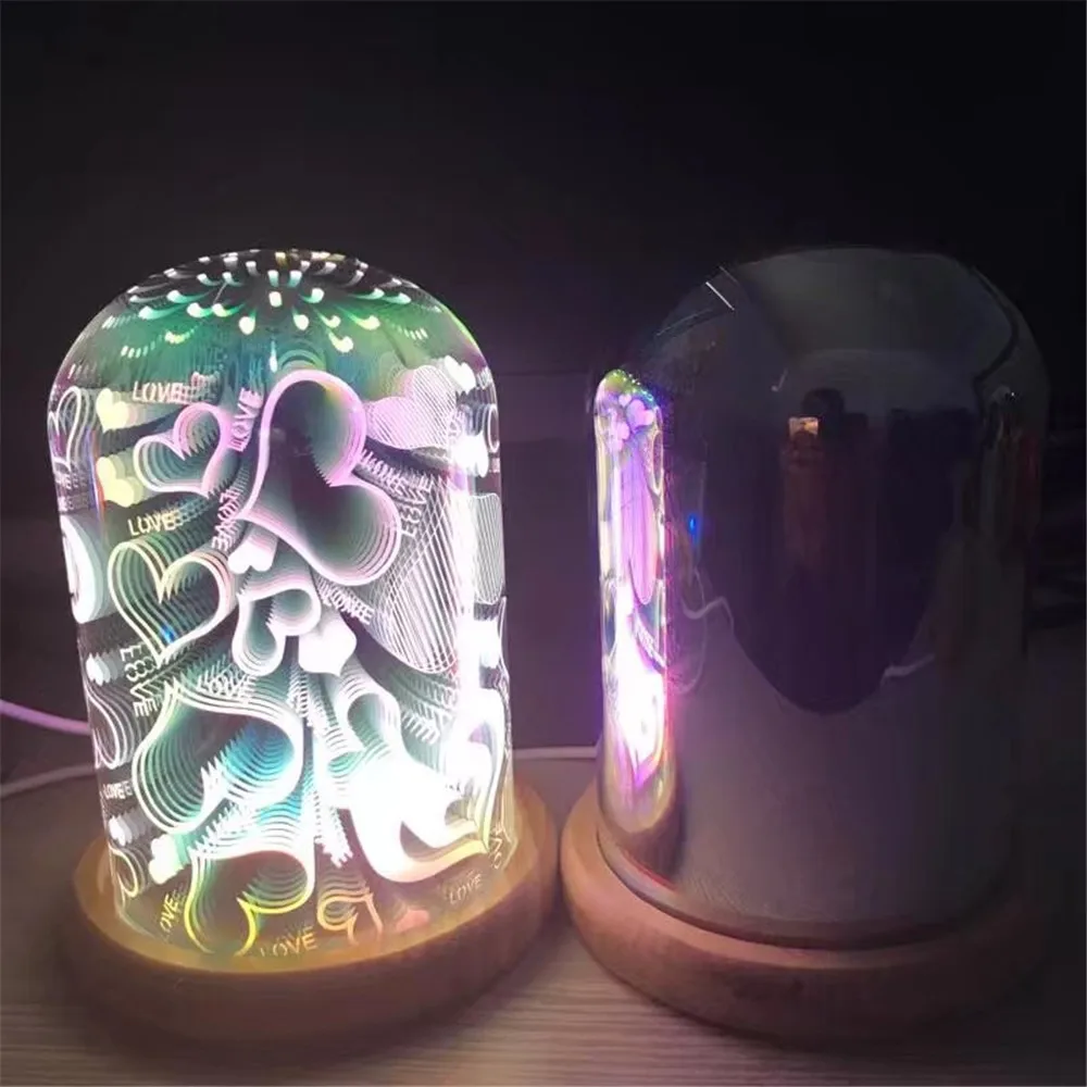 3D светящийся ночник цветной стеклянный абажур из цельного дерева LED-USB прикроватная атмосфера для дома спальни декоративная бутылка праздничные подарки