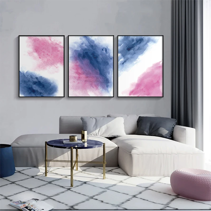 

Modern Abstract Blue Pink Nordic Canvas Art Paintings For Living Room Bedroom Gallery Posters And Prints Wall Poster Home Decor