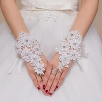 2021 elegant lace beaded pearls white fingerless fashion party performance dancing wedding gloves wedding accessorie