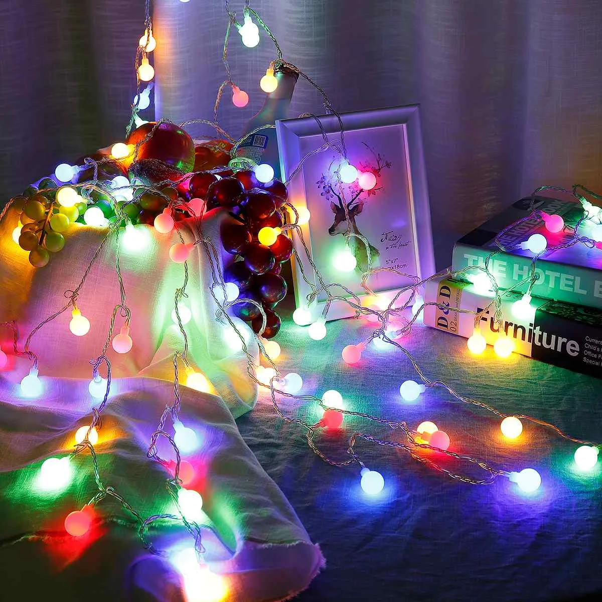 

100/200pcs LED String Lights Bulb Ball W/ UK Plug for Garden Outdoor Party Garland Home Christmas Wedding Party Decoration