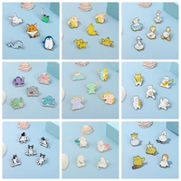 4 5pcssuit enamel pin animal cute penguin rabbit fox frog duck white bear dog brooches badge gift friend accessories wholesale