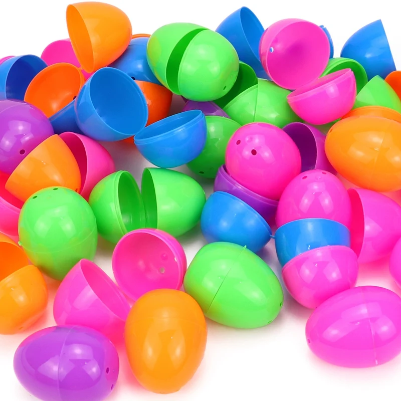 

60Pcs Suprise Plastic Colored Easter Eggs Filled with Different Kawaii Toys for Easter Party Favors Children Kids Gifts