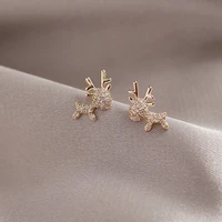 earrings female simple small cute net red earrings sweet and delicate wild christmas deer earrings trend fashion stud earrings
