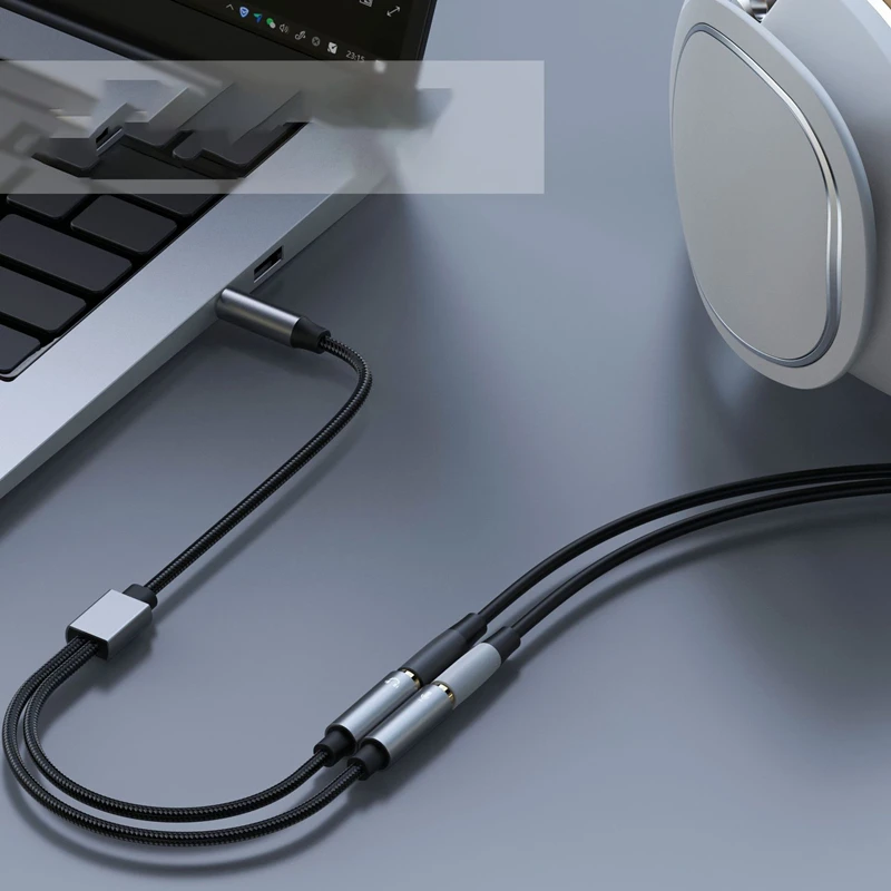 Разветвитель для наушников адаптер с аудио разъемом 3 5 мм мама на 2 штекера