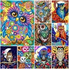 5D DIY алмазная живопись Сова камни в форме ромба Набор для рисования с круглыми камнями и полотном с вышивкой Бриллиантовая мозаика с животным Полный Дрель украшения дома