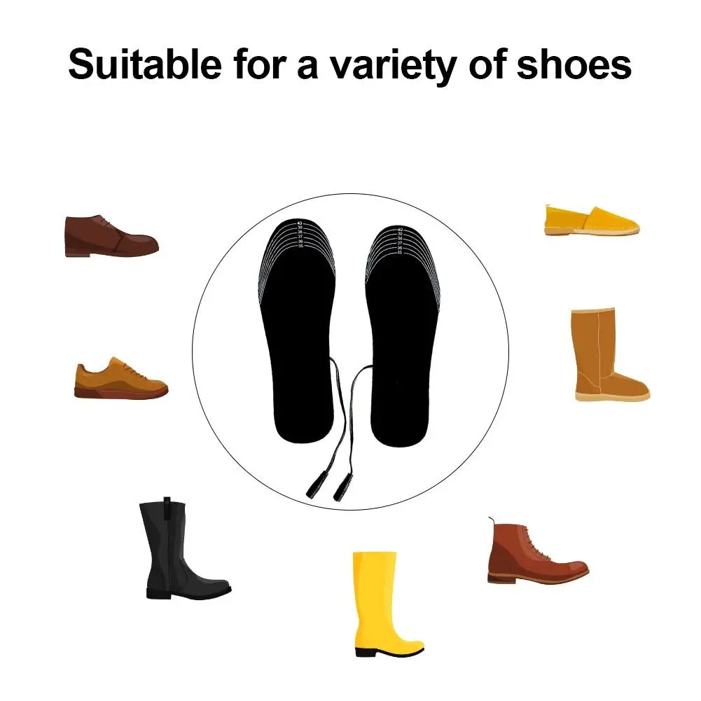 

1 Pair USB Heated Insoles Washable Foot Warming Pad Adjustable Insole Size For Outdoor Activities In Winter