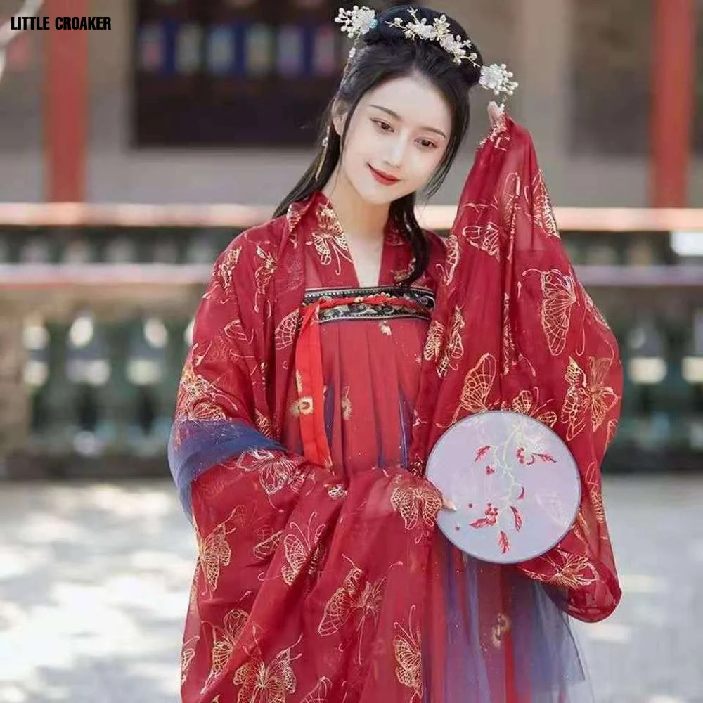 

Female Golden Phoenix Oriental Hanfu Dress Women Red Elegant Hanfu Chinese Ancient Traditional Clothes Folk Dance Costumes