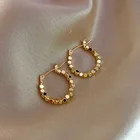Маленькие серьги-кольца золотого цвета для женщин, металлические круглые эффектные Винтажные Ювелирные украшения в подарок