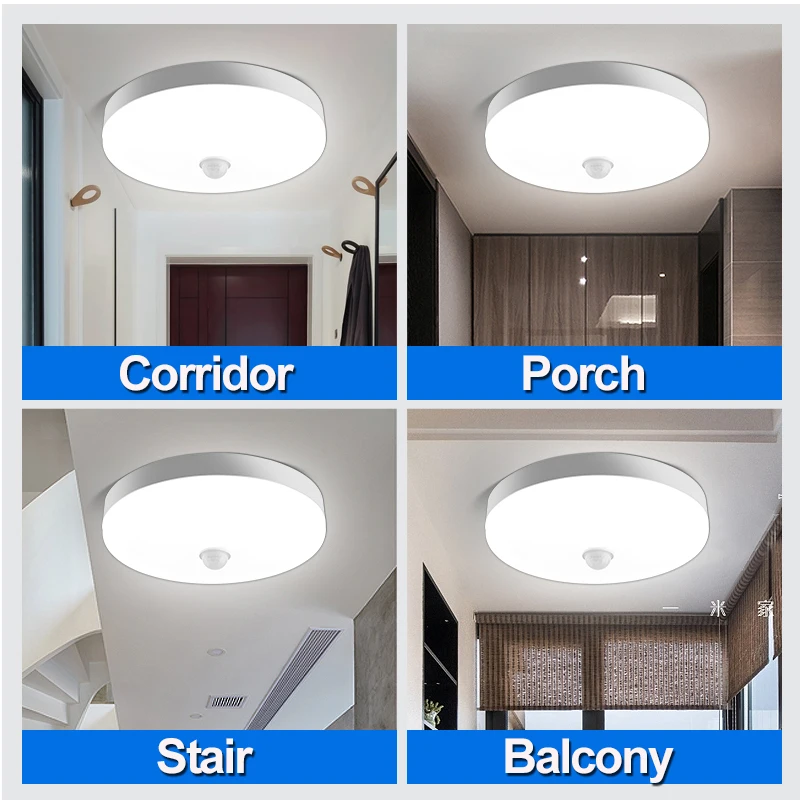 

LED Night Lights Lamp with PIR Motion Sensor Ceiling Lamps 15/20/30/40W Smart Home Lighting for Staircase Bedroom AC85-265V