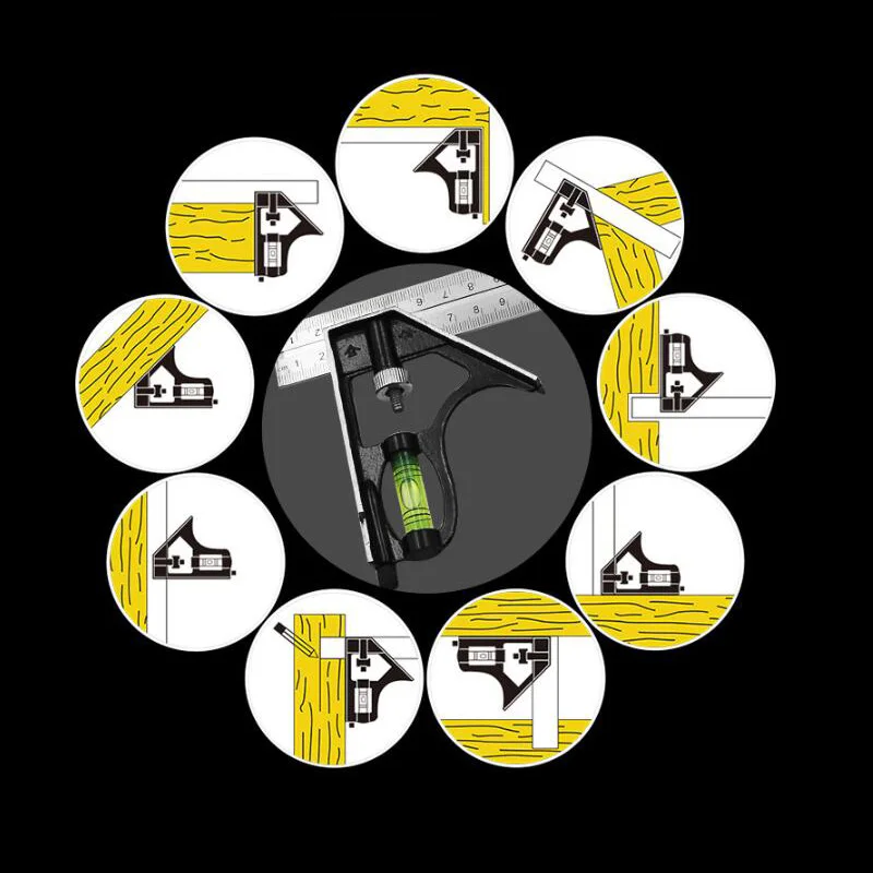 

300mm Professional Carpenter Tool Angle Ruler Combination Square Ruler Stainless Steel Protractor Multi-Function Measuring Tool