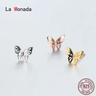 Женские серьги-гвоздики из серебра 925 пробы, с бабочками