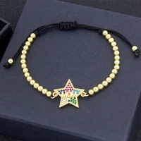 aibef new classic rope adjustable handmade bead bracelets star shape cubic zirconia rhinestone bangles for women birthday gift