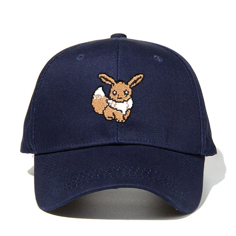Вышивка Pixelated Pokemon Go Eevee Ash игра анимация персонажи папа шляпа хлопок Бейсболка для мужчин и женщин шляпа - Цвет: Тёмно-синий