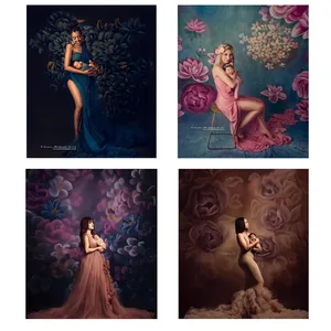 Фон для фотосъемки масляная живопись цветы фон для фотостудии для малышей, с цветочным узором фоны для фотосъемки реквизит для фотосъемки