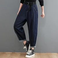 casual streetwear plus size boyfriend jeans women loose oversized wide leg baggy jean femme pants belt vintage denim trousers