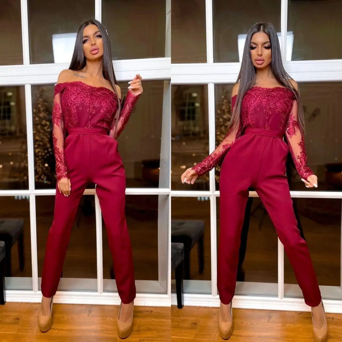 

Комбинезоны с открытыми плечами, платья для выпускного вечера длиной до щиколотки, кружевное вечернее платье в африканском стиле, официаль...