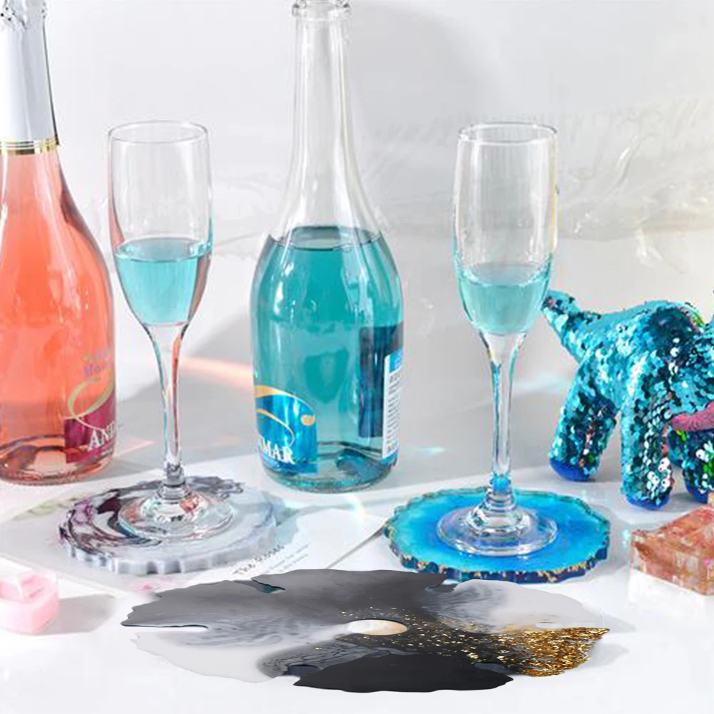 

DIY Wine Glass Holder Resin Casting Mold Reusable Coaster Epoxy Resin Mould Irregular Cup Mat Silicone Mold for DIY Crafts #W0