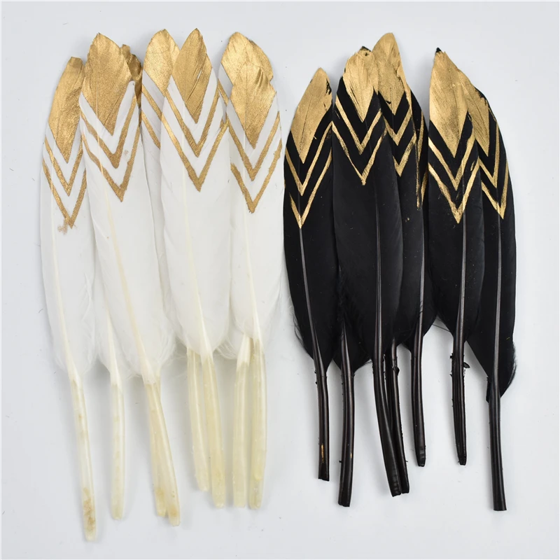 

20Pcs 10-15cm Gold Dipped Duck Feathers White Goose Feather Wedding Party Decoration Handicraft Accessories Black Golden Plumas