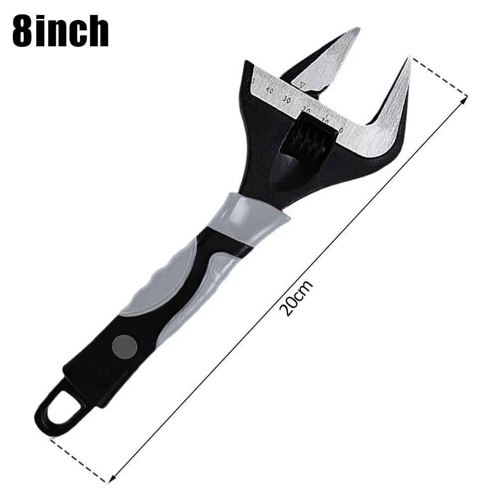 

Ratchet Adjustable Wrench Precision Forged Hardened Chrome Vanadium Large Opening 8 Inch Grey Hardware Spanner Tool