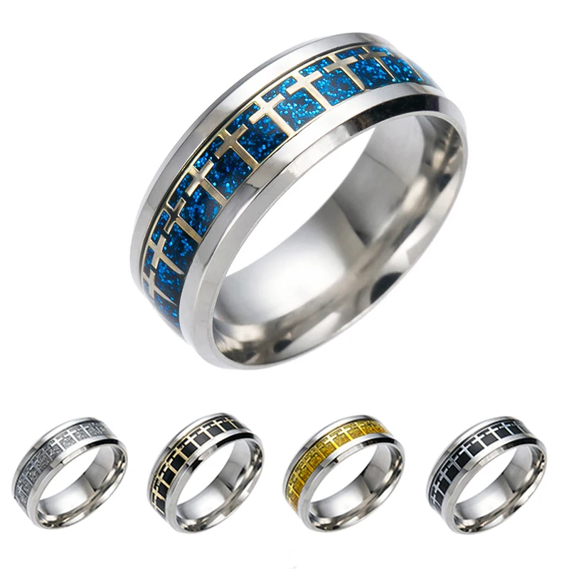 

Couple Rings Casual Sports Cross Stainless Steel Rings Titanium Steel Ring Colorful Punk Women Man Stainless Steel Cross Ring