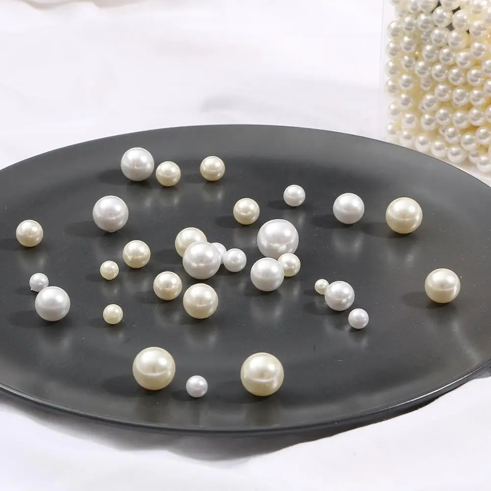 Круглые бусины искусственный пластиковый жемчуг белого цвета слоновой кости без