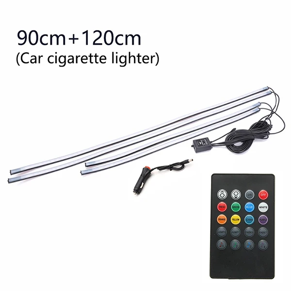 Normal 90-120cm Car LED Flowing Streamer RGB Underglow Underbody IP68 Waterproof Car Styling Tube Underbody System Remote Control Neon Lamp - Испускаемый цвет: Normal 90-120cm