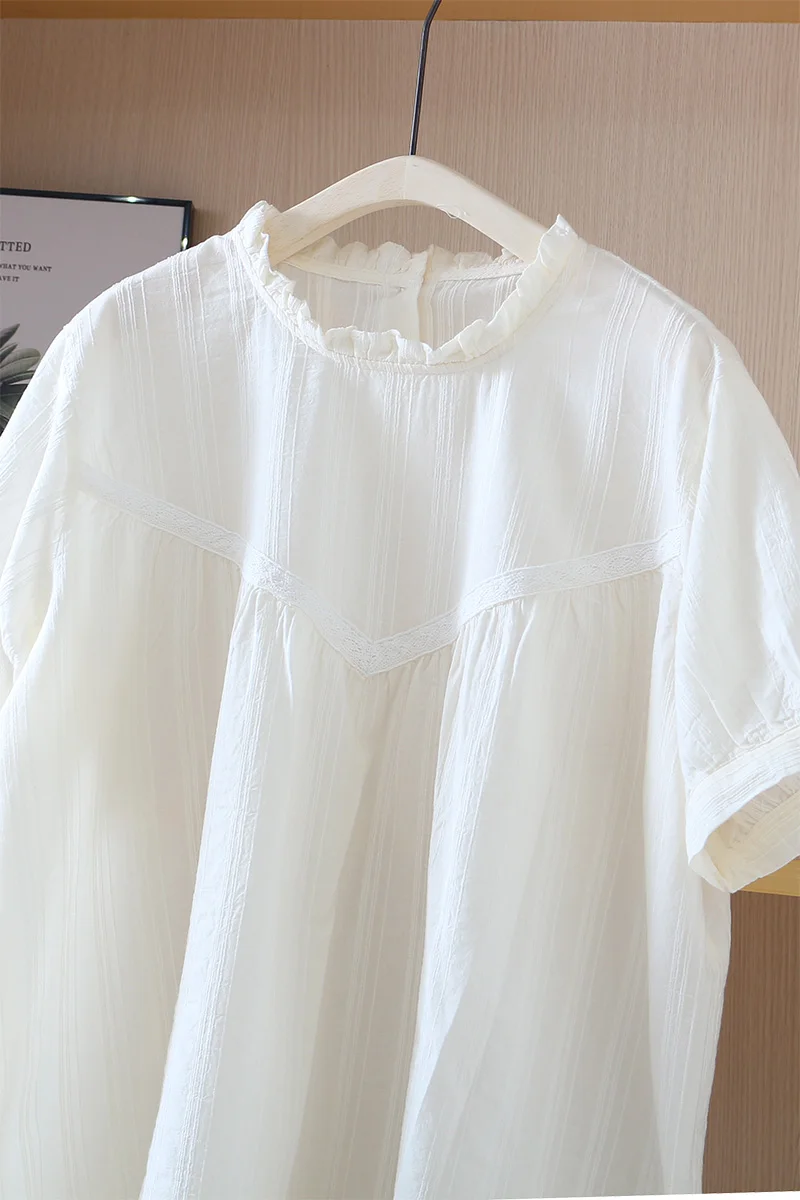 

Summer new cotton shirt women casual wear pullover short sleeve top shirt