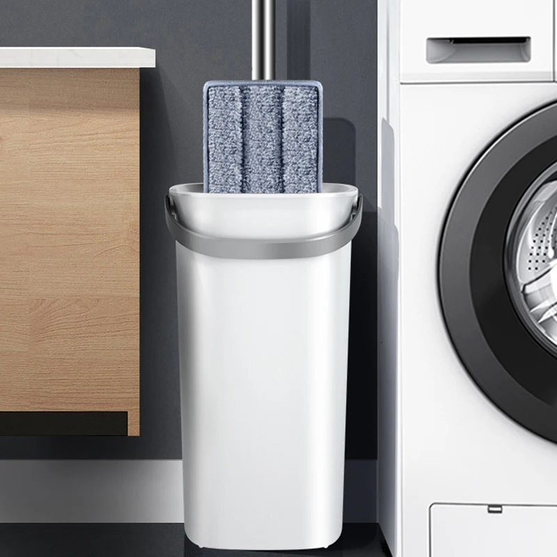 Плоская Швабра Cleanhome с ведром тряпка из микрофибры отжимом без рук для сухой и