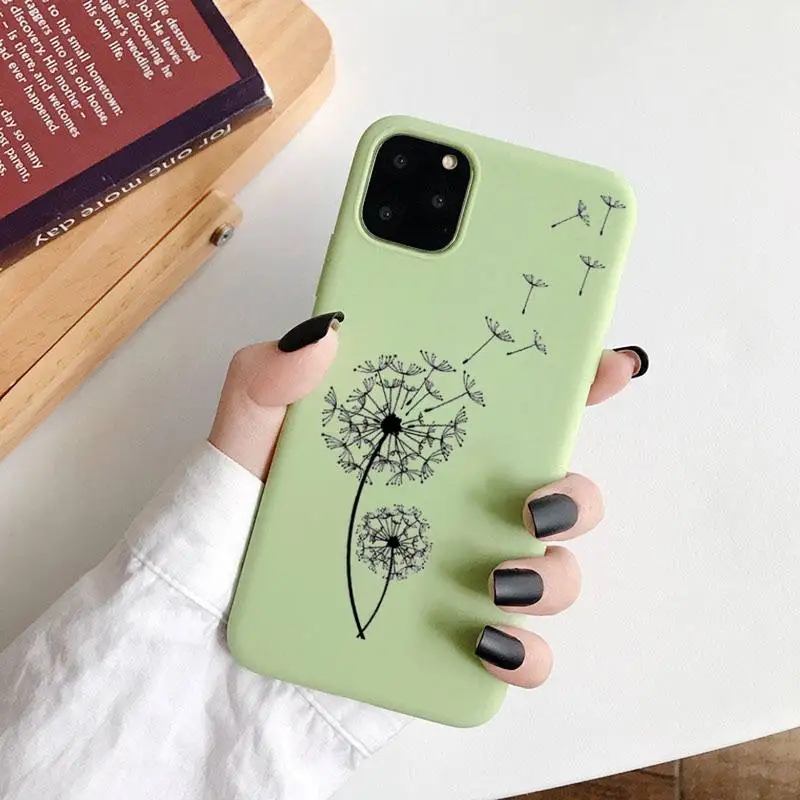 

Dandelion Feather Text mobile Phone Case Candy Color for iPhone 6 7 8 11 12 s mini pro X XS XR MAX Plus