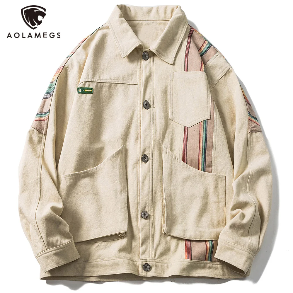 

Aolamegs Men's Jackets Hit Color Patchwork Baseball Varsity Jackets Cozy Vintage Harajuku Windbreaker Fashion Streetwear Unisex