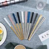 5 pairs chinese stylish non slip design chop sticks stainless steel chopstick reusable food sticks sushi baguette