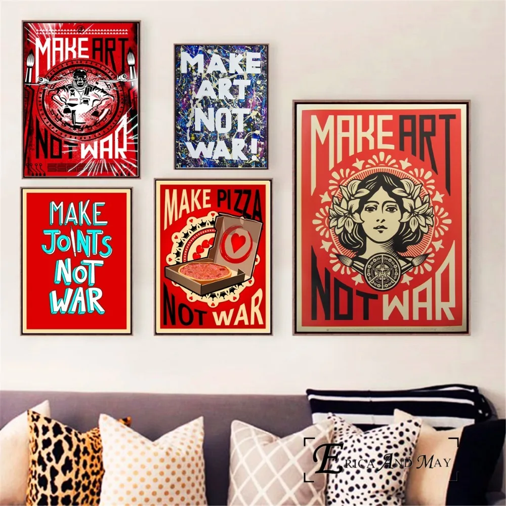 

Make Art Not War Pop Art Vintage Poster Prints Oil Painting On Canvas Wall Art Murals Pictures For Room Decoration