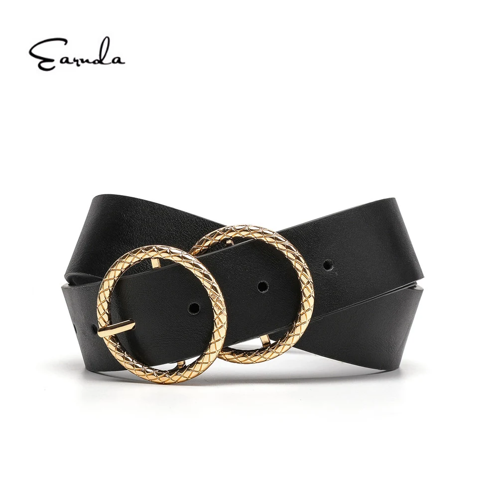 Женский ремень из искусственной кожи Earnda роскошный пояс мягкой с двойной пряжкой