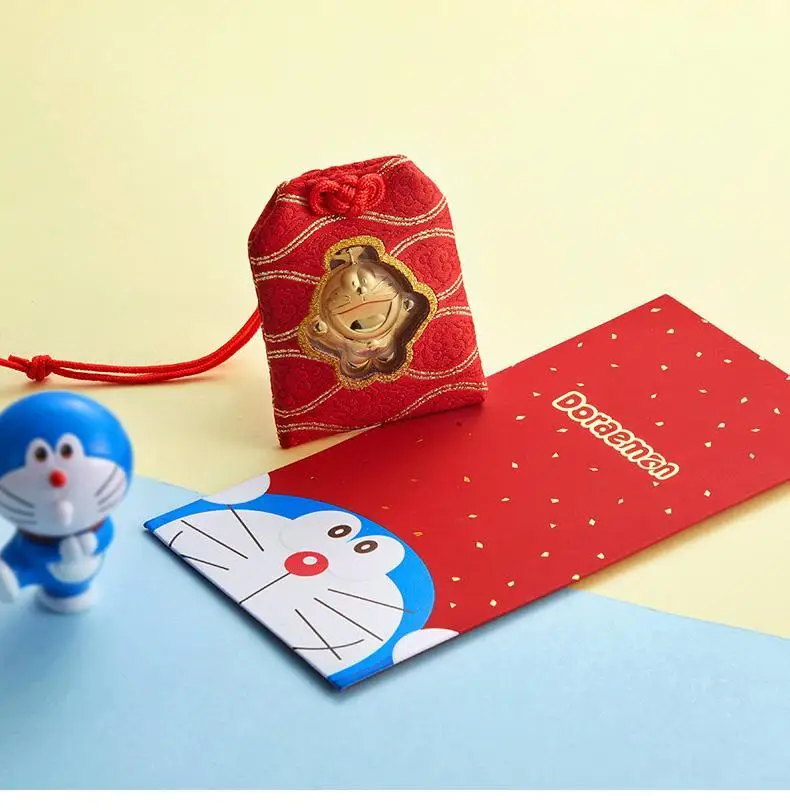 

Милая подвеска Doraemon, монета из чистого золота 999 пробы, подвеска в виде автомобиля, открытая доставка, Подарочная сумка, украшения