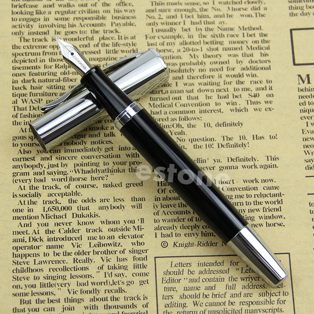

Luxury Baoer 051 Smooth Stainless Black Medium Nib Study Business Fountain Pen X3UE