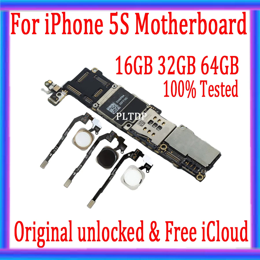 100% оригинал разблокирована для iphone 5S материнская плата с/без Touch ID 16 ГБ 32 64 с