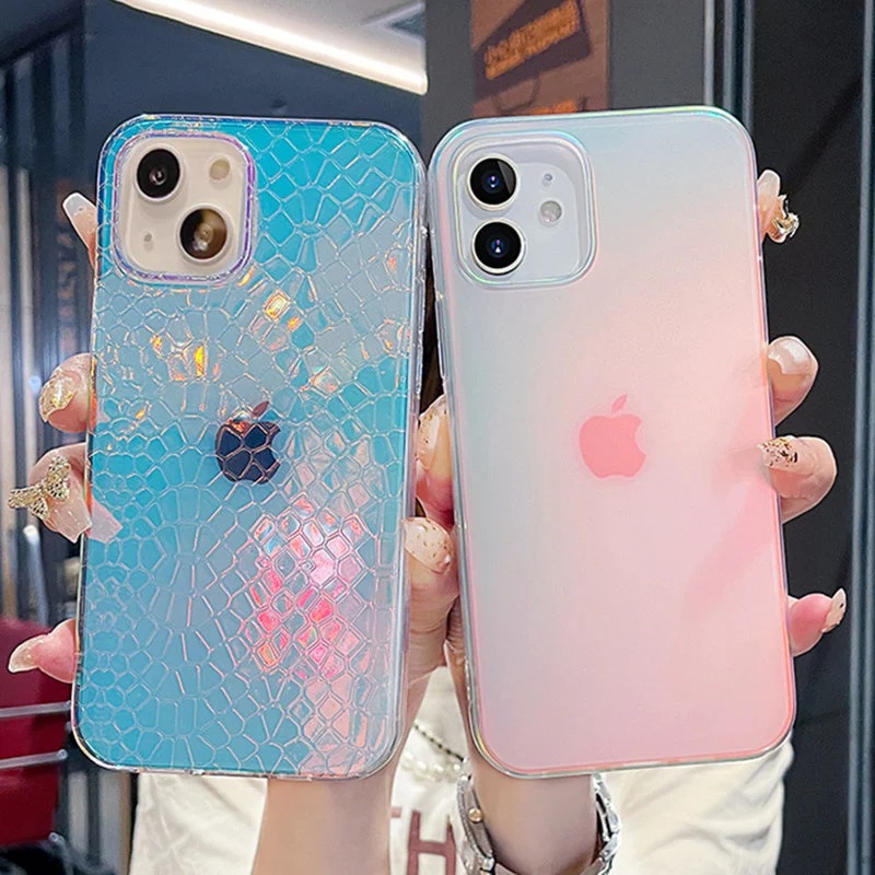 

Luxury Gradient Laser Phone Case For iPhone 13 12 11Pro Max XS Max XR X 7 8 Plus 12Pro Frosted Transparent Shockproof Soft Cover