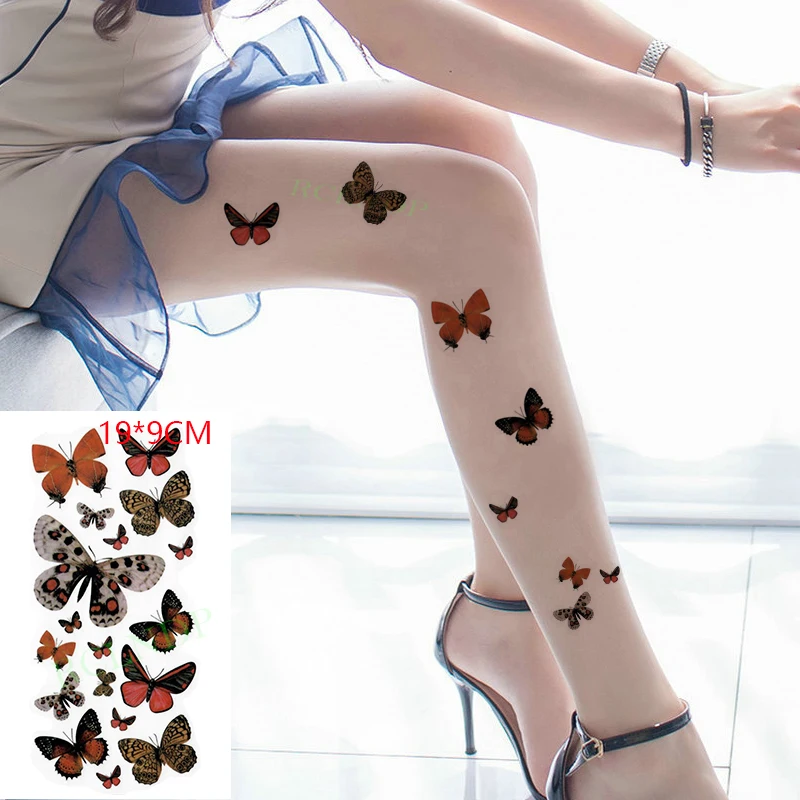 

Waterproof Temporary Tattoo Sticker 3DD Bird Butterfly Flower Fake Tatto Flash Tatoo Leg Arm Hand Foot for Women Lady Men