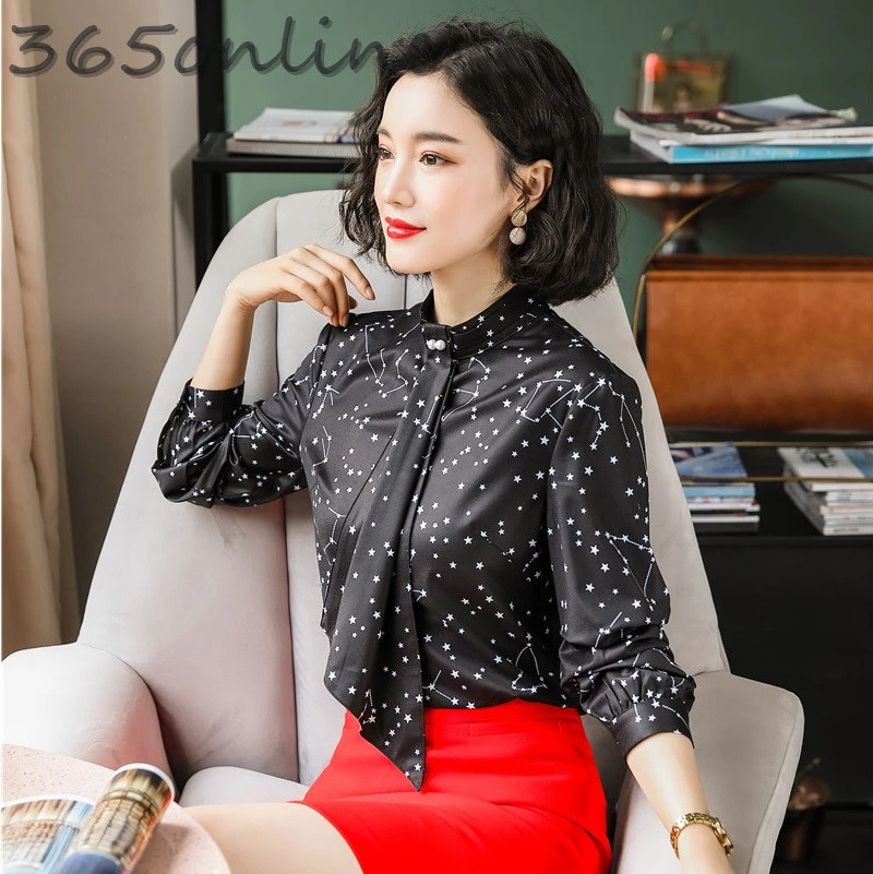Женские Модные весенне осенние блузки и рубашки с длинным рукавом в деловом