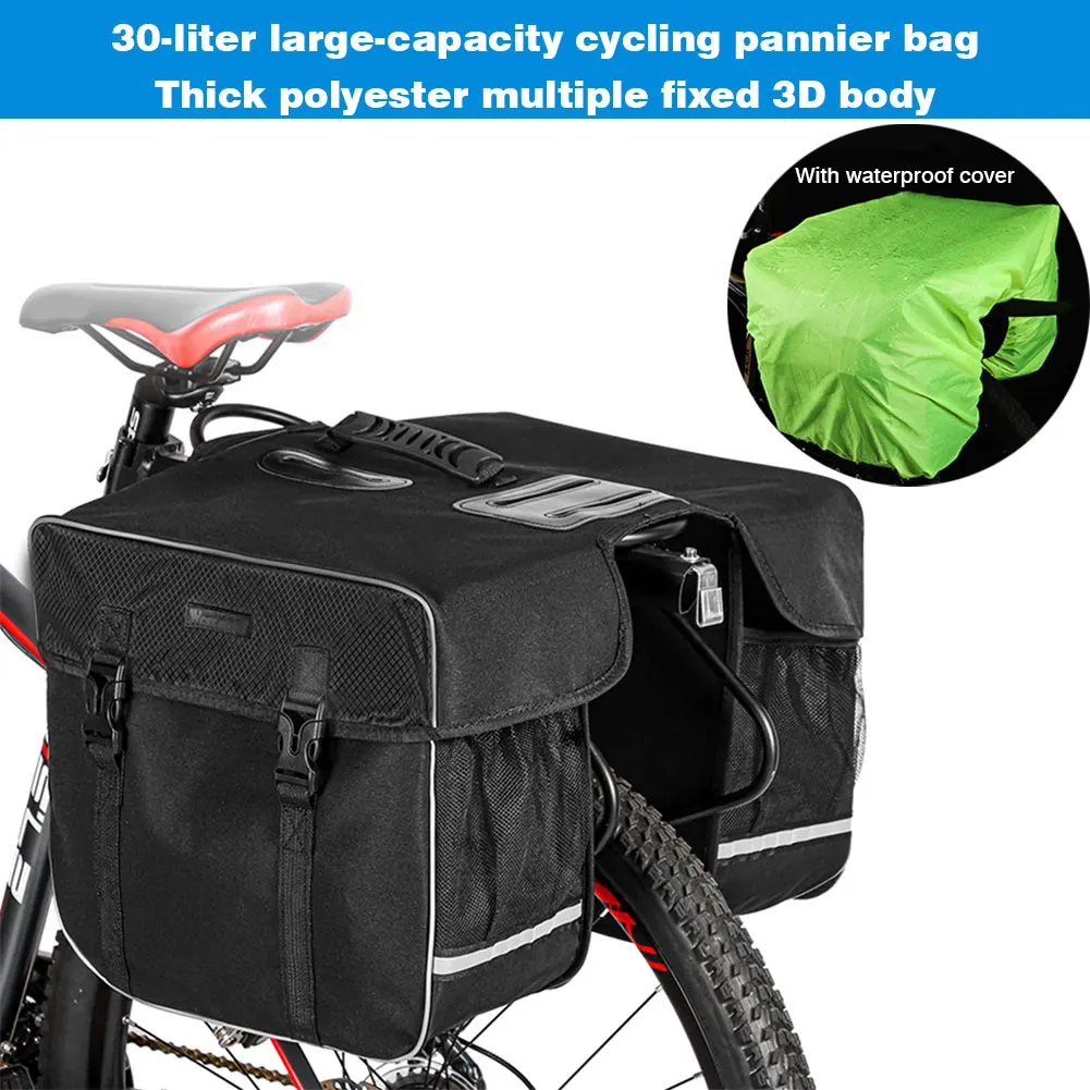 

Bicycle Rear Seat Bag Large Capacity Waterproof Cycling Bike Accessories Panniers Cargo Bag with Reflective Trim an Large Pocket